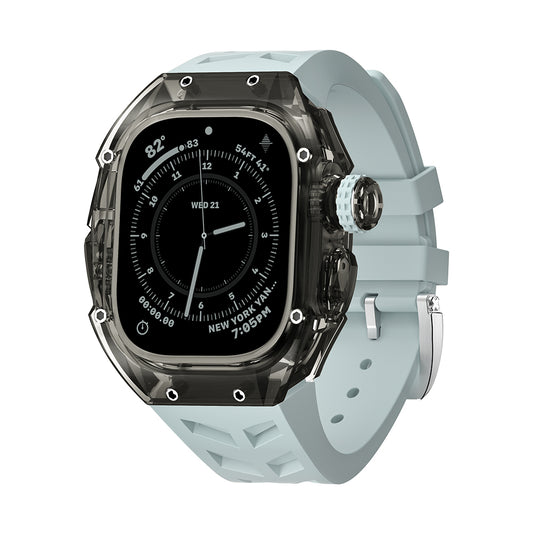 fluororubber S9 Black Transparent Bezel Strap For Apple Watch Band Ultra 49mm Sports Bracelet iWatch Serie 9
