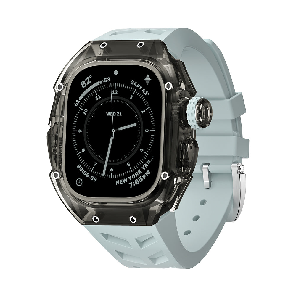 fluororubber S9 Black Transparent Bezel Strap For Apple Watch Band Ultra 49mm Sports Bracelet iWatch Serie 9