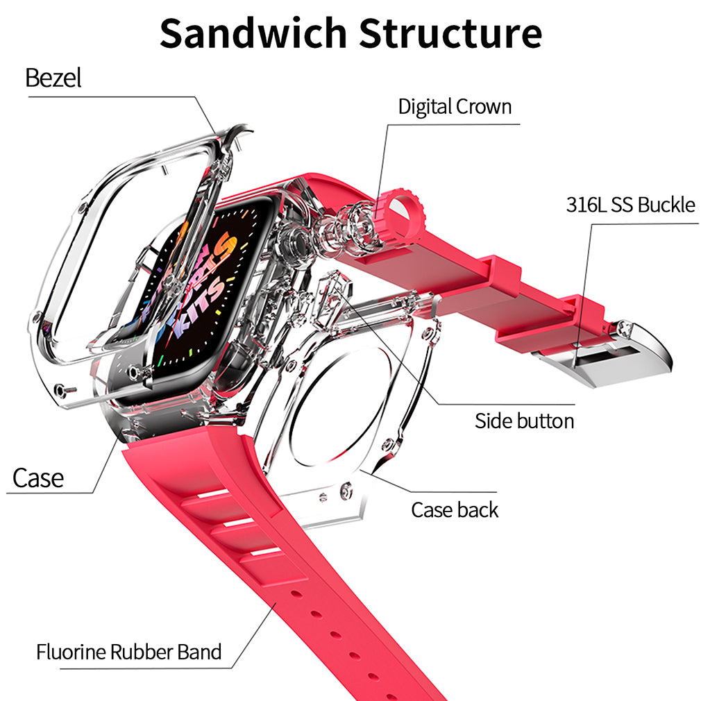 Case Strap For Apple Watch Band 44mm 45mm Urban Sports bracelet